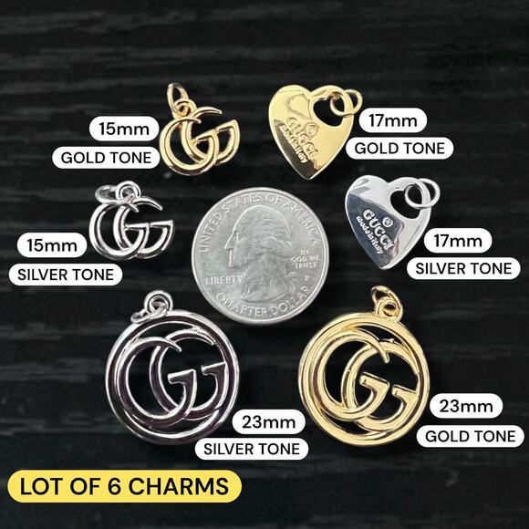 Lot Of 6 GG Assorted Zipper Pull Button Charms - Picture 1 of 2